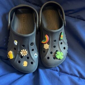 CROCS Kids' Black Slippers with Colorful Charms